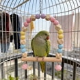 thumbnail image 6 of KOYPTL Wooden Bird Swing with Bells for Cockatiels Parrot Perch Hanging Toys,Birdcage Stands Cage Ground Play Gyms Accessories,Colorful Beads Climbing Toy for Lovebirds Conures Budgies Easter Decor, 6 of 6