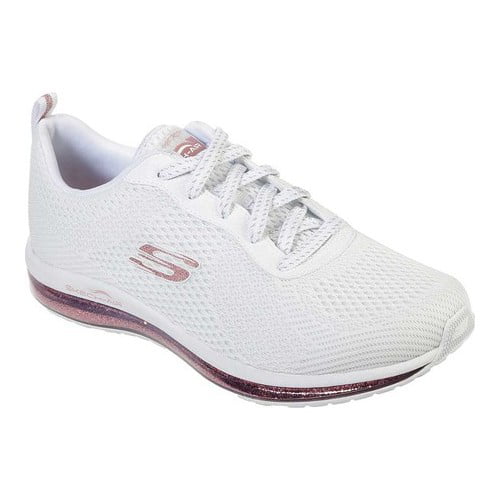 skechers white and rose gold