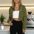 thumbnail image 2 of WRKEKC Trendy Jackets for Women Solid Color Hooded Zip Up Jacket with Cargo Pockets Cropped Long Sleeve Casual Fall Winter Trendy Outerwear Top, 2 of 8
