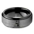 thumbnail image 2 of Tungsten Sad Panda Sitting Watching Band Ring 8mm Men Women Comfort Fit Black Step Bevel Edge Brushed Gray Polished, 2 of 4