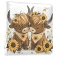 thumbnail image 2 of Leather Cover Photo Album 80 Pockets 4x6 Photos Bookshelf Picture Album Two Highland Cow and Sunflower, 2 of 9