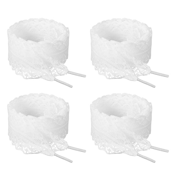 2 Pairs 2.2cm Lace Shoelaces, 39.37" Long Flat Fancy Lace Shoestring, White