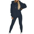 thumbnail image 3 of CFLVAEK Womens Sweatsuits 2 Piece Set Plus Size Long Sleeve Hoodies with Pockets Comfy Leggings Outfits Sets Solid Color Basic Fall Lounge Sets Blue M, 3 of 7