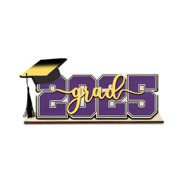 Feltree 2025 Graduation Wooden Tabletop Ornament - Commemorative Ceremony Centerpiece for Home/School Celebrations