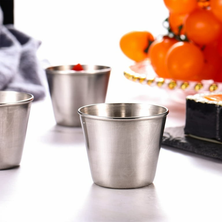 48 Packs 1.5oz/45ml Condiment Sauce Cups Stainless Steel Dipping Sauce Cups  Reusable Condiment Dish