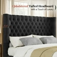 thumbnail image 4 of Amerlife Queen Bed Frame with 49” Upholstered Wingback Headboard, Noise-Free Platform Bed with Steel Frame and Slip-Resistant Edges, Black, 4 of 9