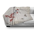 thumbnail image 3 of Japanese Soft Flannel Fleece Blanket, Cherry Blossom Sakura Tree Branches Romantic Spring Themed Watercolor Picture, Cozy Plush for Indoor and Outdoor Use, 50" x 70", Black and Coral, by Ambesonne, 3 of 6