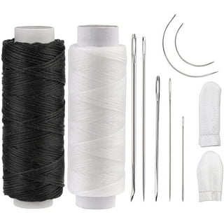 Zeebro 40pcs Hair Weave Needle and Thread Set Dark Brown Weft Sewing Wig T Pins C Curved Needles Kit for Making Blocking Knitting Modelling Crafts