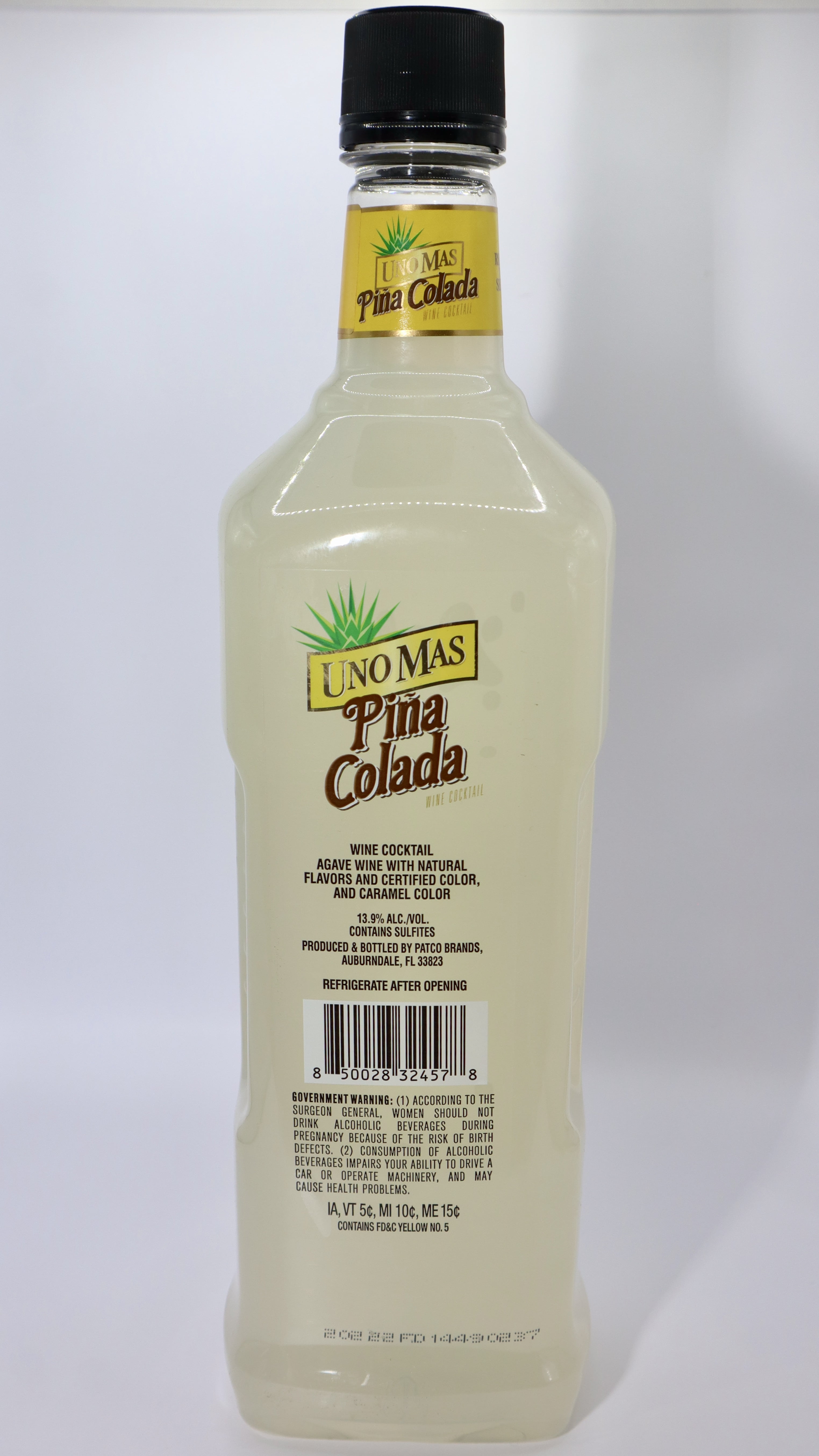 Uno Mas Pina Colada Pineapple & Coconut Wine Based Cocktail, 1.5 L Plastic Bottle, 14% ABV