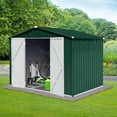 thumbnail image 3 of 8x6 FT Outdoor Storage Shed, Metal Tool Sheds Heavy Duty Storage House with Lockable Doors & Air Vent for Backyard Patio Lawn to Store Bikes, Tools, Lawnmowers, Green&White, 3 of 4
