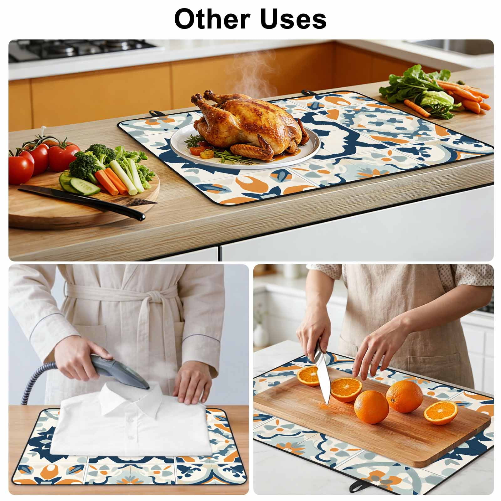 Ethnic Plaid Stove Top Cover for Electric Stove, Heat-proof & Non Slip Glass Top Stove Cover Protector, Modern Rustic Abstract Geometric Art Kitchen Flat Cooktop Rubber Mat 24x21 Inches