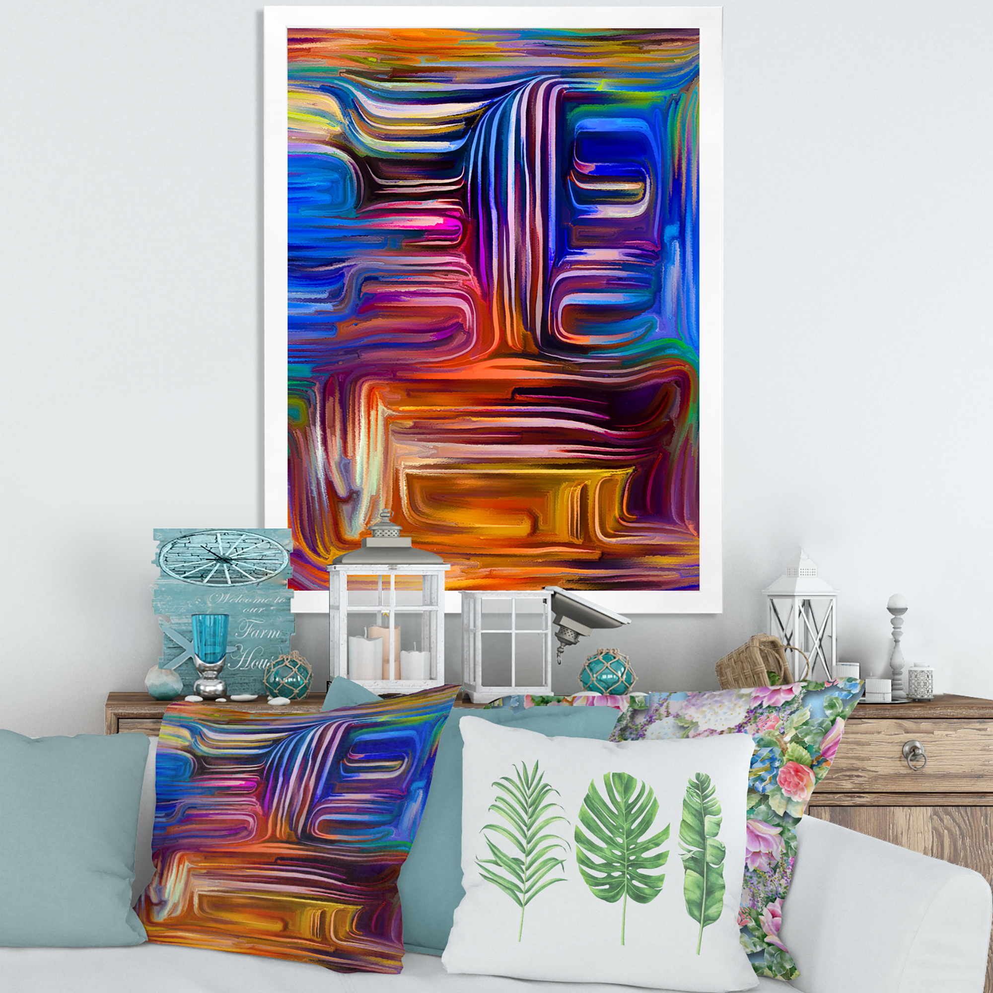 Designart 'Colour Spiral Fusion V' Modern Framed Art Print