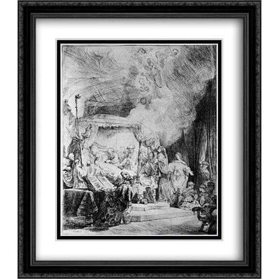 Death of the Virgin 2x Matted 28x32 Large Black Ornate Framed Art Print by Rembrandt