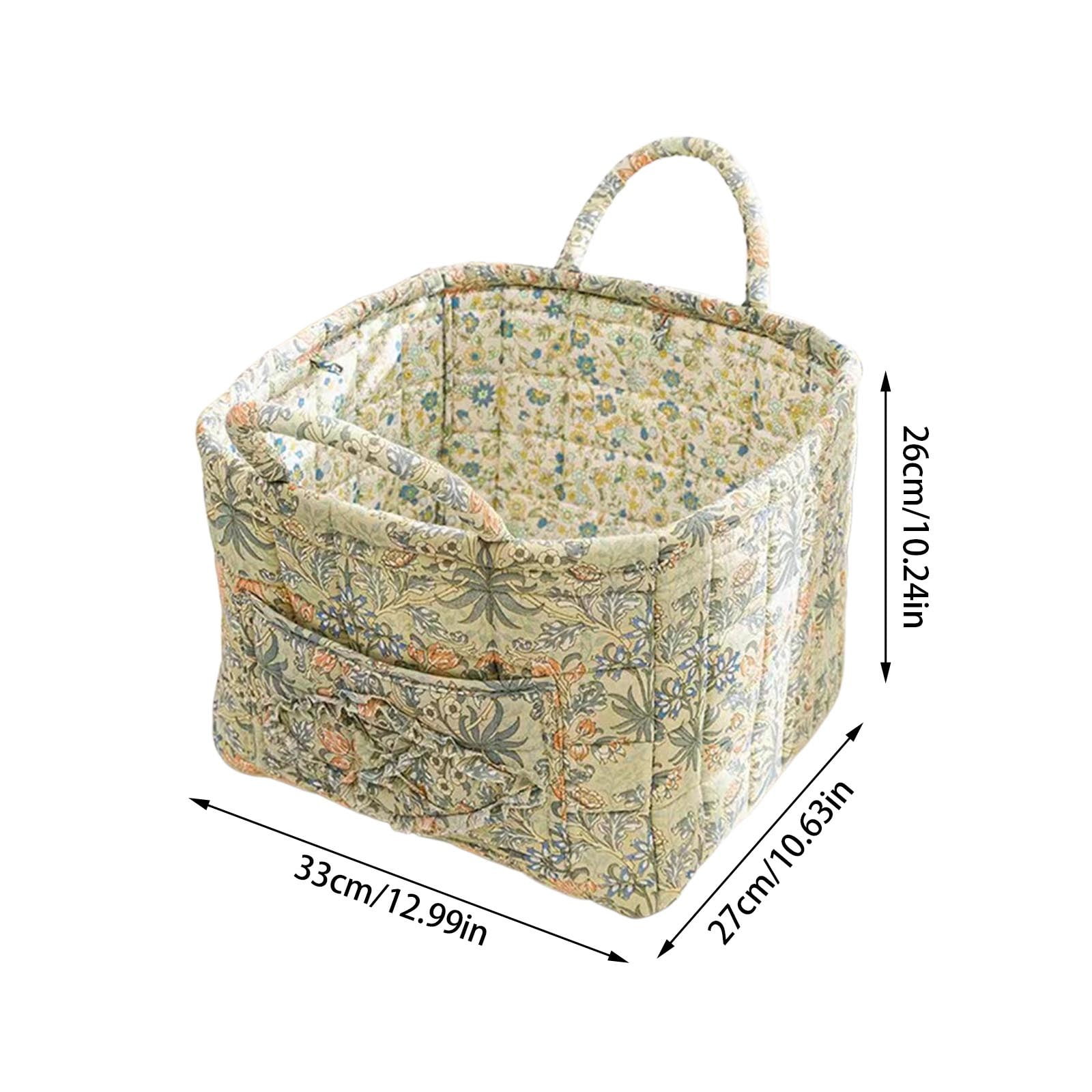 Extra Large Fabric Storage Basket – Boho Floral Laundry Hamper with Carry Handles, Foldable Clothes Organizer for Bedroom, Office, Travel & Shopping (Floral Pattern, Durable Canvas)
