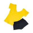 thumbnail image 2 of Bovxnpu 2-piece Gymnastics Leotards for Girls, Toddler Kids Dance Outfits, Children's Solid Color Short Sleeved Top Shorts Girls' Practice Clothes Set 2-3 Years, 2 of 3