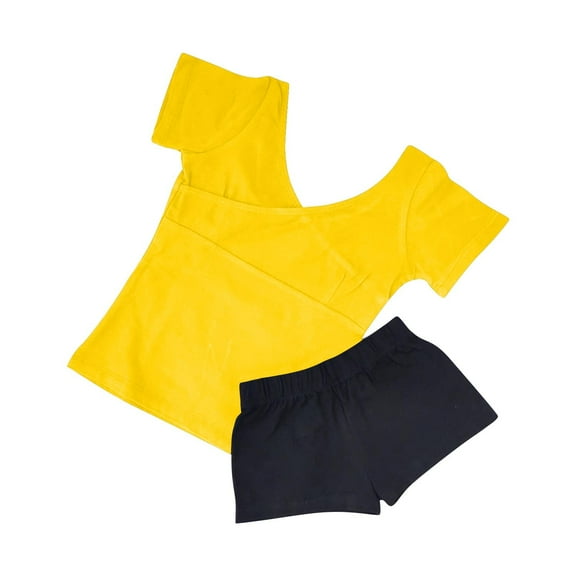 SHTXOZHI Girl's 2 Piece Outfits Short Sleeve V Neck Tops Shorts Summer Clothes for Toddler Kids