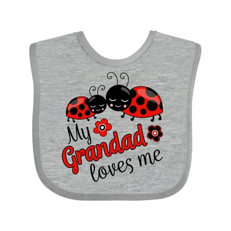 

Inktastic My Grandad Loves Me Cute Ladybugs Gift Baby Boy or Baby Girl Bib