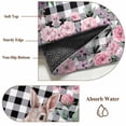 thumbnail image 6 of Runner Rug 2'x6', Easter Bunny Roses Washable Non-Slip Hallway Runner Rugs, Pink Floral Spring Black Buffalo Plaid Bedside Rugs Floor Mats Carpet Runners for Kitchen Bathroom Laundry Room, 6 of 8