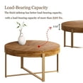 thumbnail image 3 of 31.29"Modern Round Coffee Table, Retro Splicing End Table with Fir Wood Table Top and Gold Cross Legs Base, 3 of 6