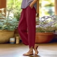 thumbnail image 4 of Lekwk Cropped Pants for Women Elastic High Waist Casual Pants Drawstring Wide Leg Capri Pants with Pockets Baggy Spring Fashion Palazzo, 4 of 9