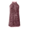 thumbnail image 6 of Levmjia Women Sequin Mini Dress Hanging Neck Sleeveless Solid Color Off Shoulder Casual Party Cocktail With Night Out Club Vacation Daily Wear, 6 of 7
