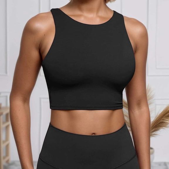 TIANZEN Sports Bras For Women Supportive Longline High Neck Sports Bra Push Up Workout Built In Bra Crop Tank Tops 4x Undershirt Loose Fit Top Women Womens Training Top