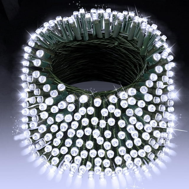XURISEN 403FT 1000 LED Christmas Lights, Green Wire String Lights Outdoor 8 Modes Memory Function Plug in Fairy Lights for House Christmas Tree Patio Wedding Garden Party Decor- Cool White