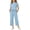 Blue, variant on Maean Girl's 2 Piece Set Cap Short Sleeve Tops and Wide Leg Pants Sweatpant with Pockets Summer Outfits