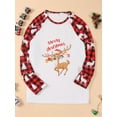 thumbnail image 5 of ELF Christmas Family Pajamas Matching Set, Long Sleeve Elk Print T-shirt with Plaid Pants Sleepwear Loungewear, 5 of 8