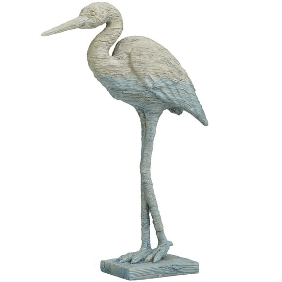 4" x 19" Light Blue Polystone Textured Ombre Flamingo Sculpture, by DecMode