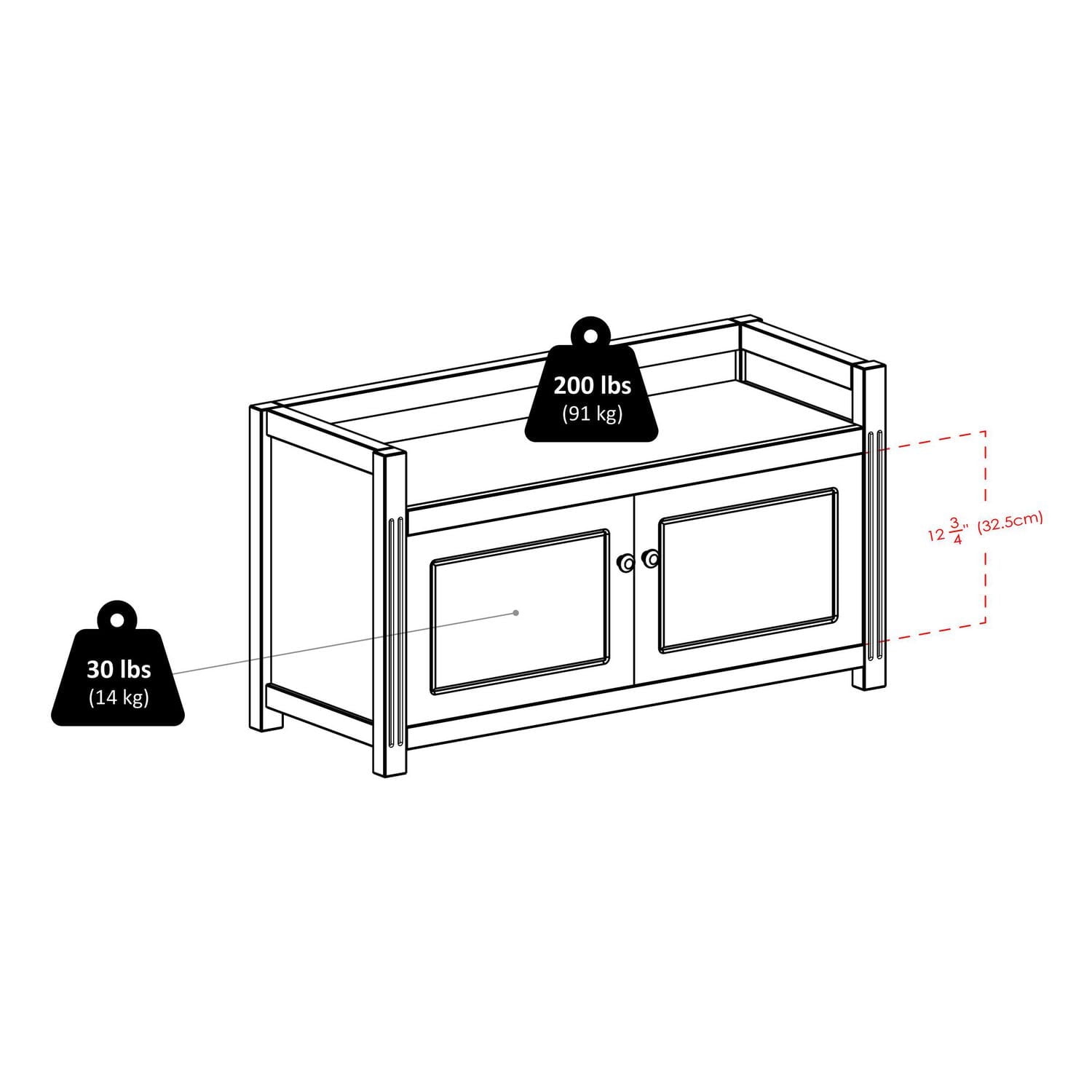 Winsome 2-Piece Hall Storage Bench with Cushion Seat - 94392