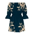 thumbnail image 4 of RYDCOT off the Shoulder Short Sleeve Dress Summer Boho Dresses for Women 2024 Printed Bell Sleeve Vacation Sundresses Beach Dresses Flash Picks, 4 of 5
