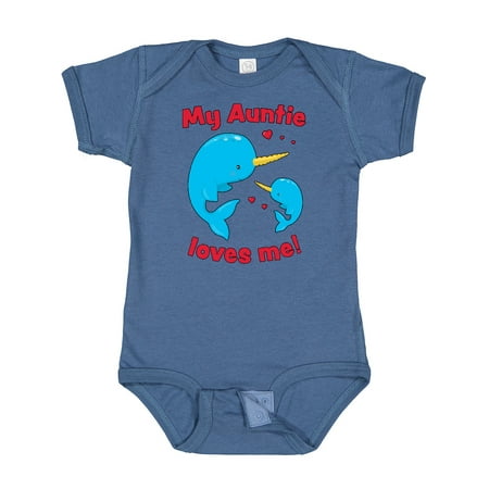 

Inktastic My Auntie Loves Me Narwhal Family Gift Baby Boy or Baby Girl Bodysuit