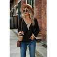 thumbnail image 2 of Anbech Lace Stitching Women Shirt V Neck Lace Chiffon Blouse Long Sleeve Loose Pullover Top, 2 of 6
