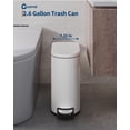 thumbnail image 2 of 2.6 gal Stainless Steel Trash Can with Lid, 10 L Slim Garbage Can for Bedroom Bathroom, Small Step-on Metal Trash Bin with Inner Bucket, Rear Handle, Soft Close Lid, 2 of 7