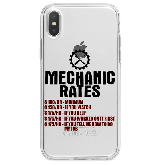 DistinctInk Clear Shockproof Hybrid Case for iPhone XR (6.1" Screen) - TPU Bumper Acrylic Back Tempered Glass Screen Protector - Mechanic Rates More If You Watch Help