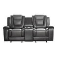 thumbnail image 3 of Lexicon Briscoe Faux Leather Double Glider Reclining Loveseat in Gray, 3 of 9