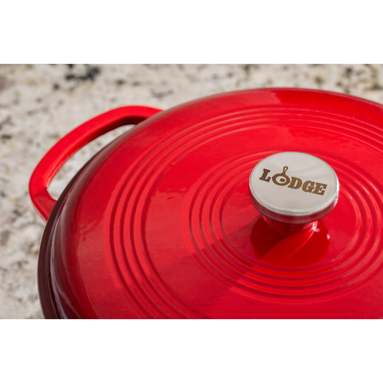 Lodge 6qt Cast Iron Enamel Dutch Oven Red