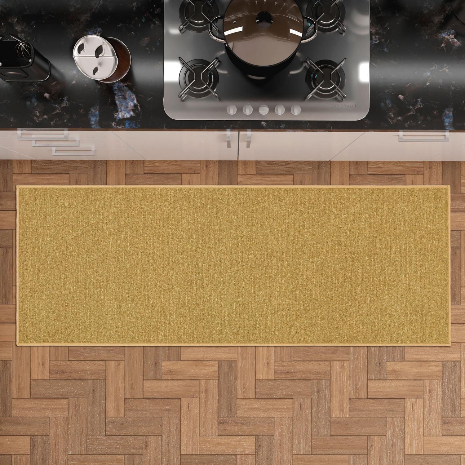 Tapis de couloir à motif de solide à sous-couche en caoutchouc de la collection Ottohome