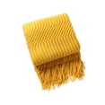 thumbnail image 2 of BrowQuartz Winter Sofa Blanket with Tassel Comfortable Blankets Sleeping Nap Shawl Fashion Accessory Home Living Room Bedroom Office Yellow 127x172cm, 2 of 6