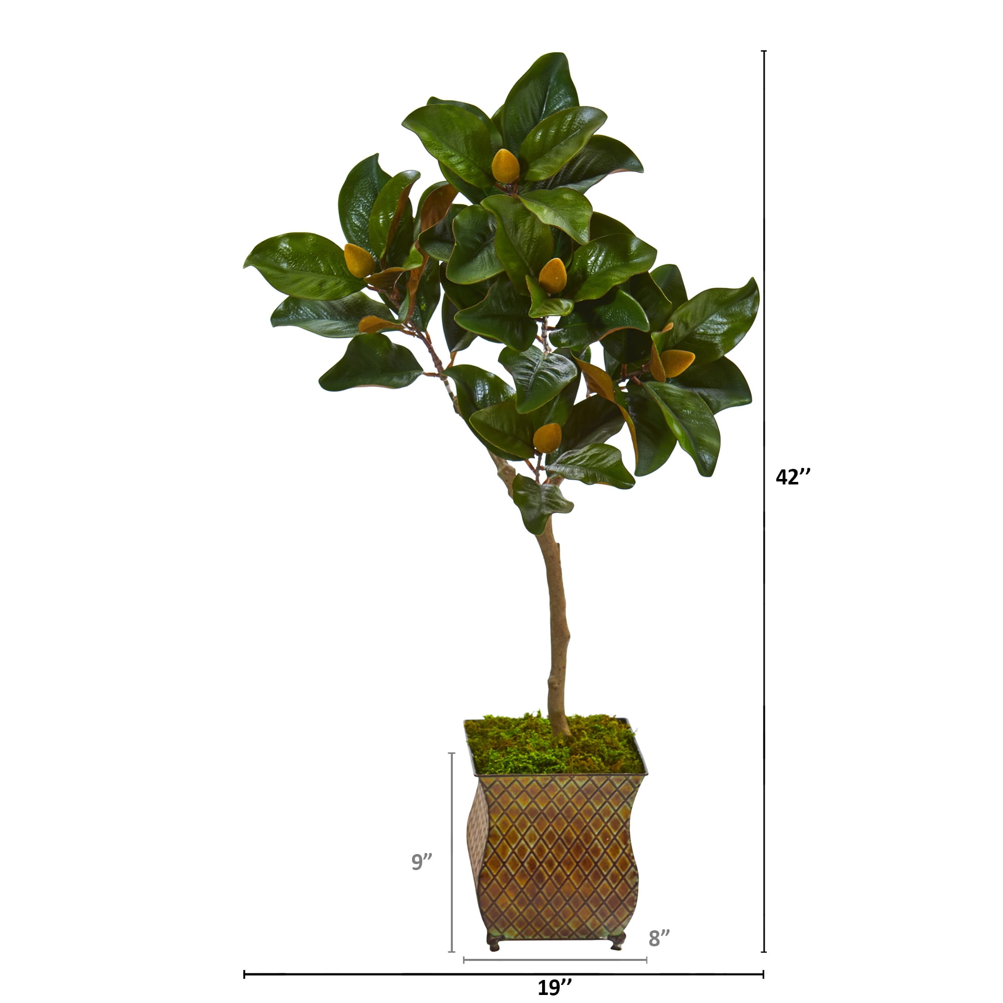 Nearly Natural 42in. Magnolia Leaf Artificial Tree in Decorative Metal Planter