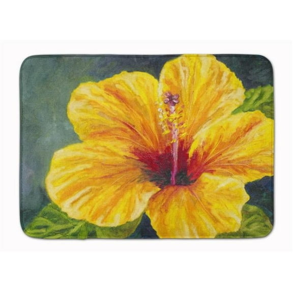 Yellow Hibiscus by Malenda Trick Machine Washable Memory Foam Mat