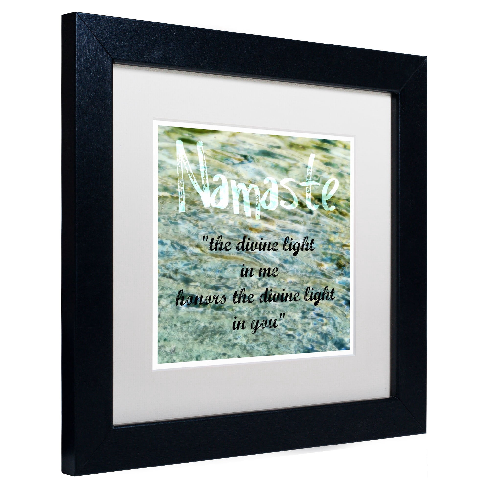 "Namaste with Water Pool" Canvas Art by Michelle Calkins, White Matte, Black Frame