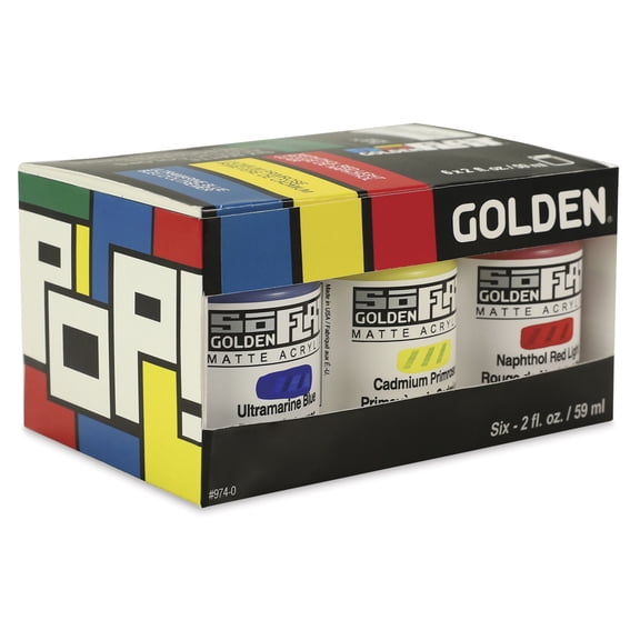 Golden SoFlat Matte Acrylic Paint - Set of 6, Pop Colors, 59 ml, Jar