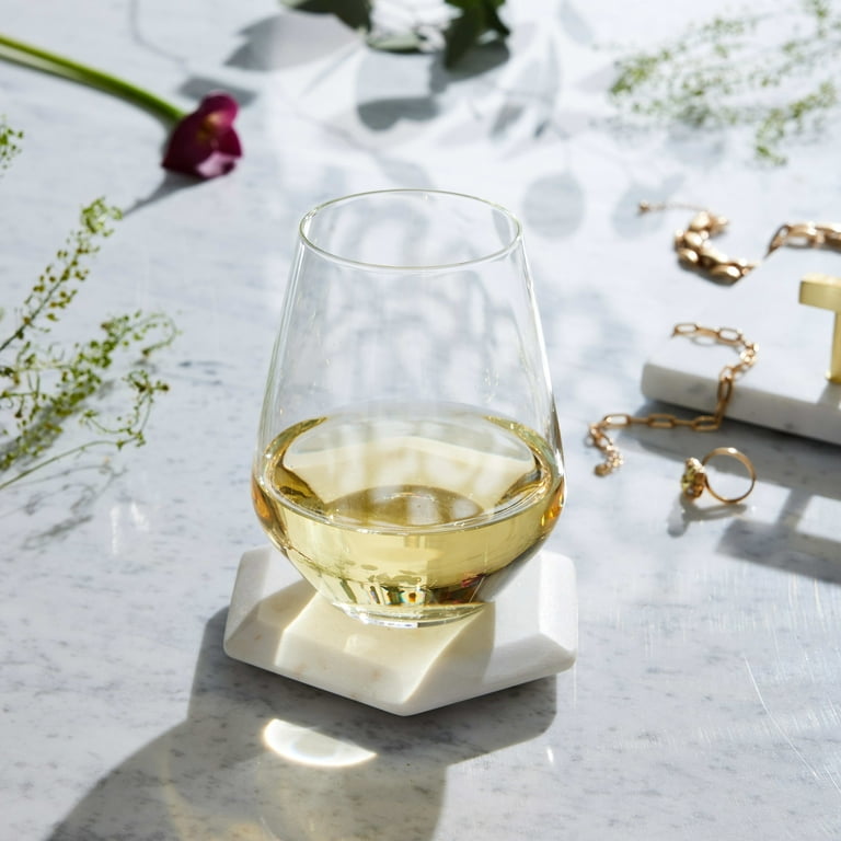 JoyJolt Spirits Stemless Wine Glasses for Red or White Wine (Set of  4)-15-Ounces