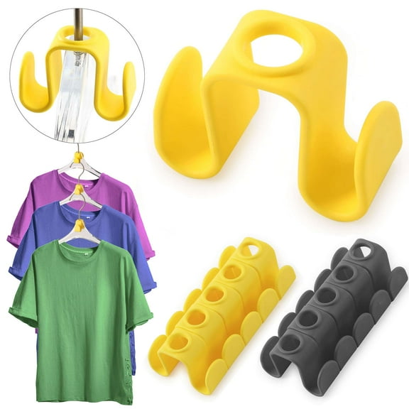 Spencer 10PCS Double-Sided Clothes Hanger Connector Hooks, Mini Cascading Hanger Hooks Plastic Hanger Extender Clips, Heavy Duty Space Saving for Closet, Yellow