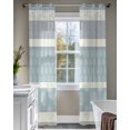 thumbnail image 4 of Farm Fruits Sheer Curtains 84 Inch Length 2 Panels Set for Living Room/Bedroom, Watermelon Lemons Peach Blue Grey Striped Kitchen Curtains Grommet Semi-Sheer Curtains Window Treatments 52"x84"x2, 4 of 7