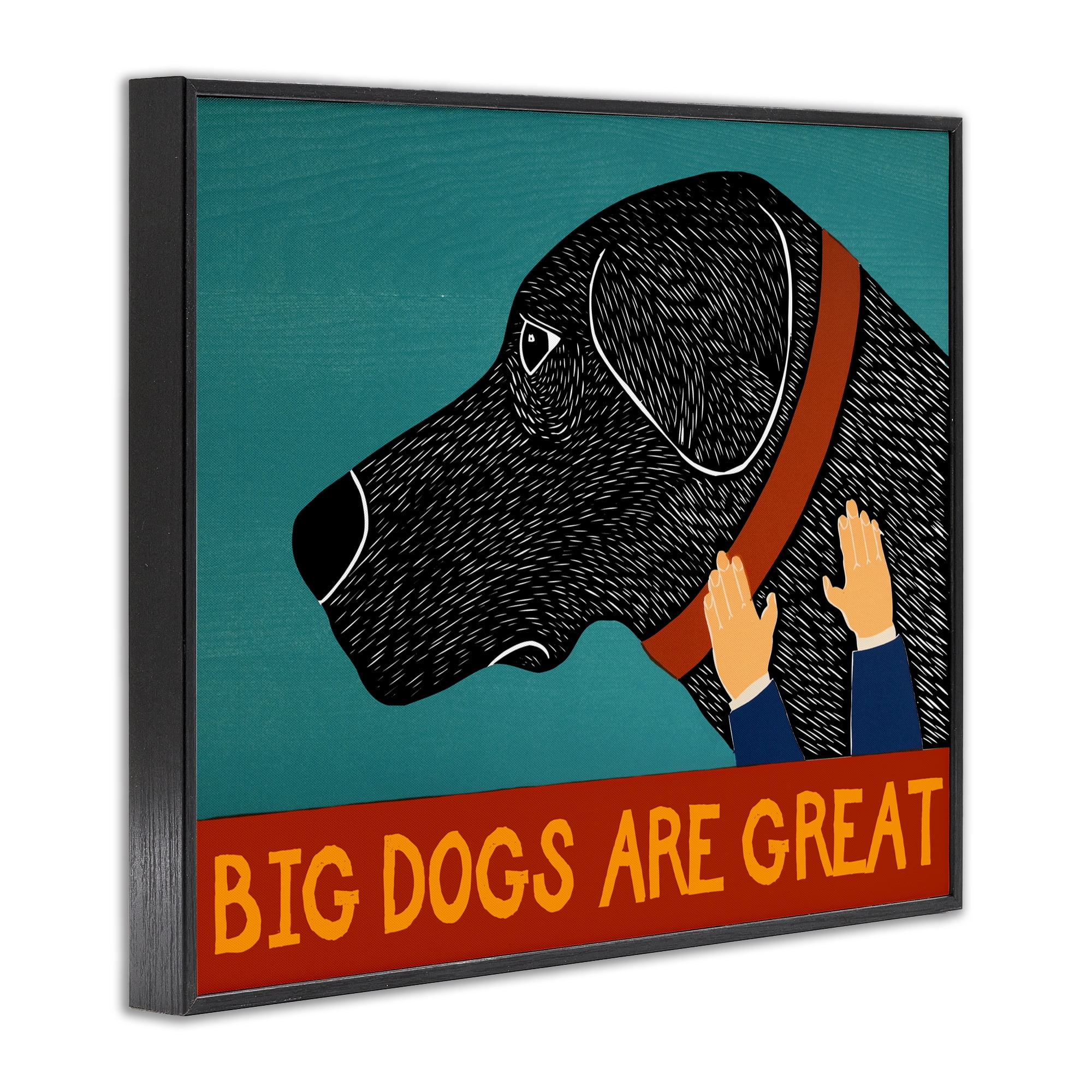 Big Dogs Are Great Black Framed Giclee Art, design by Stephen Huneck