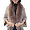 thumbnail image 2 of Eoperou Women Winter Shawl Tassel Thicken Solid Color Cardigan Knitted Keep Warm Artificial Hare Fur Elegant Banquet Shawl for Shopping, 2 of 8