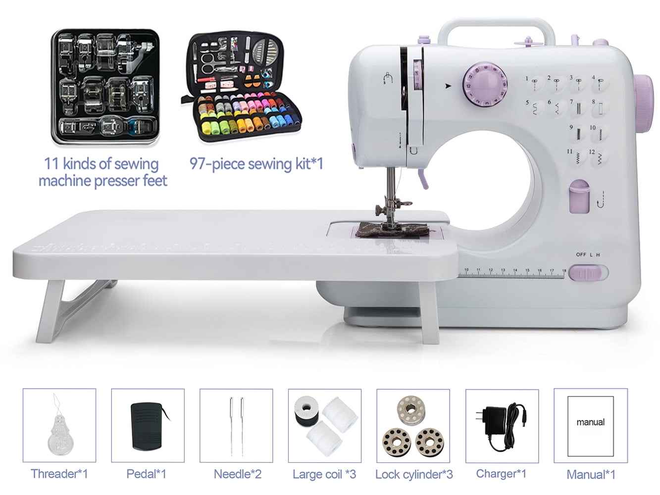 VIFERR Mini Sewing Machine Set Lightweight 12 Stitches Portable